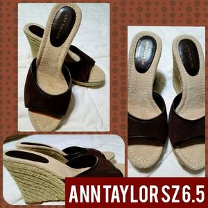 Ann Taylor Brown Slip On Wedges
